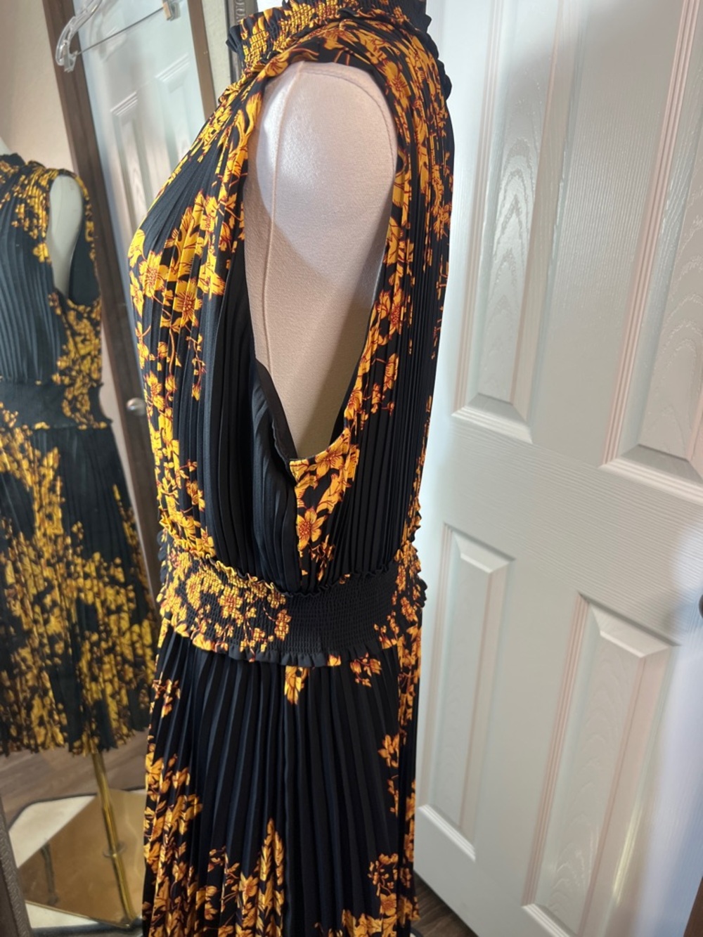 Nanette Lepore Black and Yellow Floral Midi Dress - Picture 5 of 11